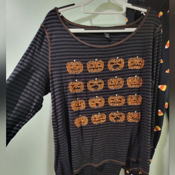 STYLE & CO PUMPKIN BLING LONG SLEEVE TOP. XL - Picture 1 of 3